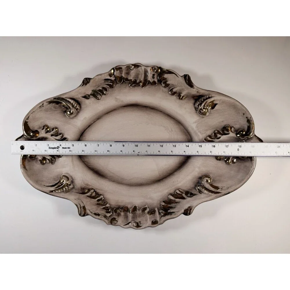 Capodimonte serving platter Hand Painted With Real Gold Accents Rococo Style VTG